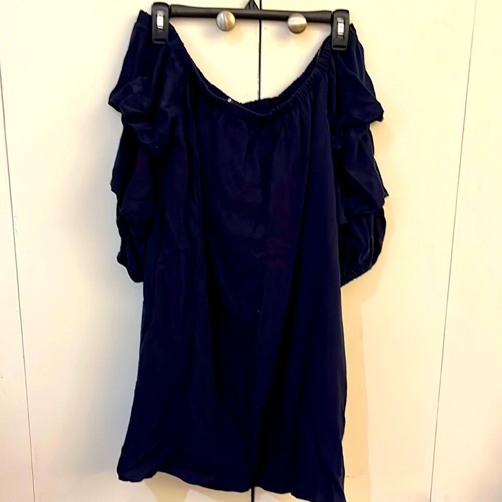 Lulus Navy Blue Off the Shoulder Dress